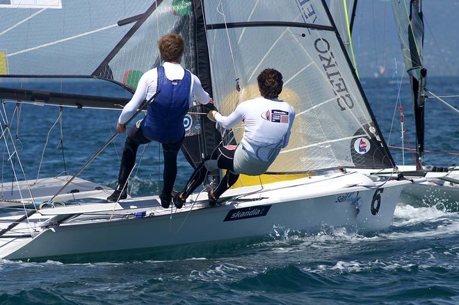 Team GBR’s Stevie Morrison/Ben Rhodes - 49er World Championships - Sorrento Sailing Couta Boat Club, Australia © Teri Dodds http://www.teridodds.com