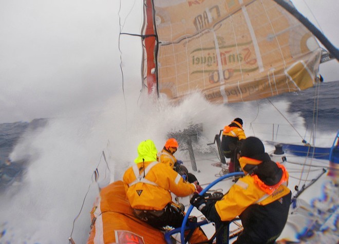 Rough weather for Telefonica Blue, in the Southern Ocean,  on leg 5 of the Volvo Ocean Race, from Qingdao to Rio de Janeiro © Gabriele Olivo/Telefonica Blue/Volvo Ocean Race http://www.volvooceanrace.org