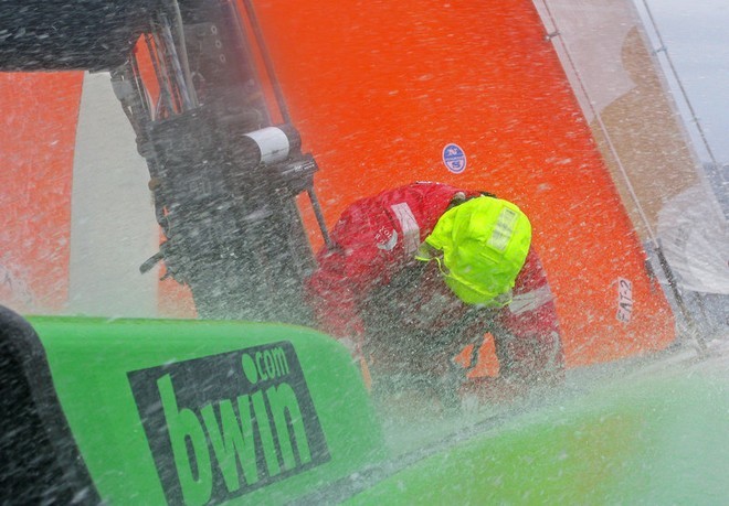 Rough weather onboard Green Dragon, on leg 7 from Boston to Galway<br />
<br />
 © Guo Chuan/Green Dragon Racing/Volvo Ocean Race http://www.volvooceanrace.org