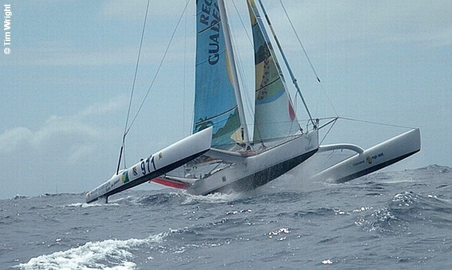 60ft Trimaran, Region Guadeloupe have led the fleet from the first mark of the course. ©  Tim Wright / Photoaction.com http://www.photoaction.com