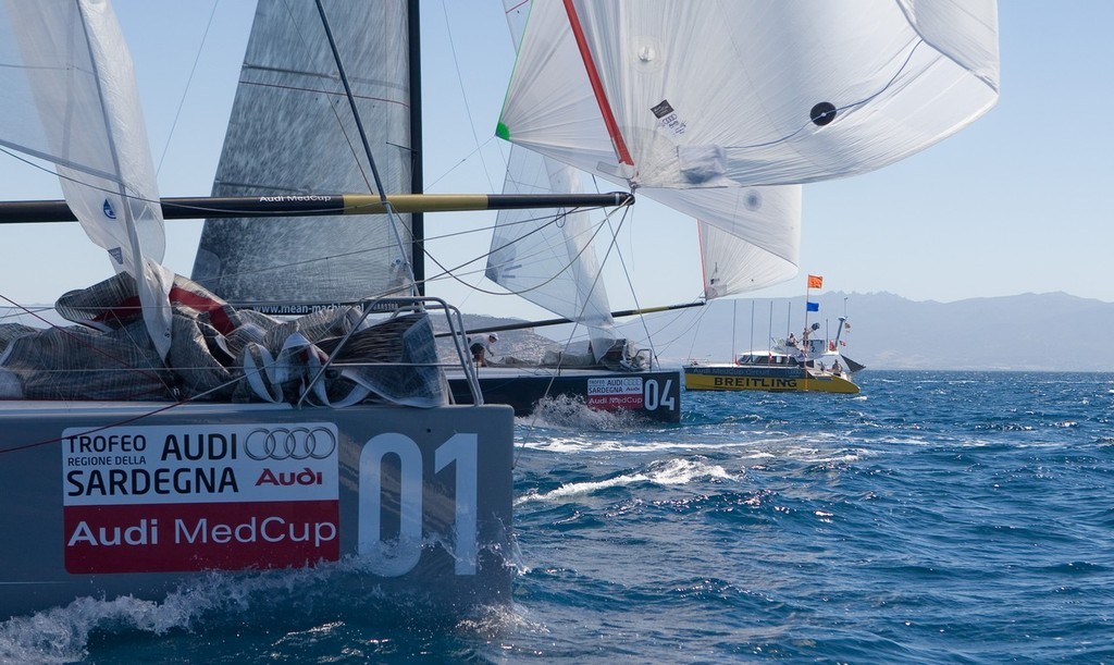 Artemis and Mean Machine crossing the finish line of the Race 8. photo copyright Ian Roman/Audi MedCup http://2008.medcup.org/home/ taken at  and featuring the  class