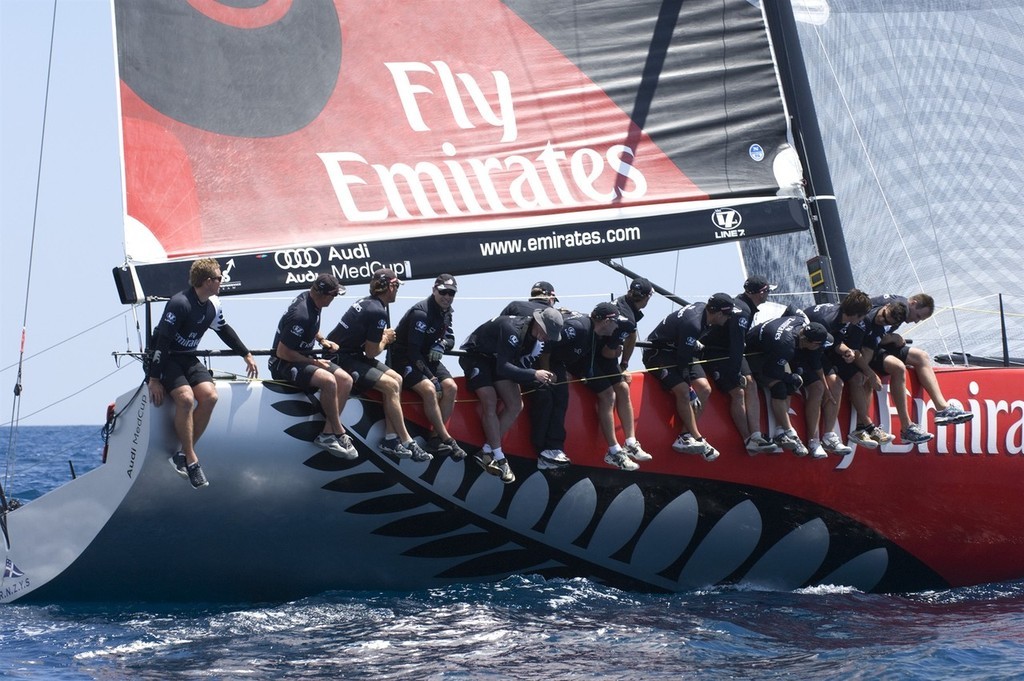 Emirates Team New Zealand rounding the bottom mark of race two. Trofeo Ciudad de Alicante. Audi MedCup 15/5/2009 photo copyright Emirates Team New Zealand / Photo Chris Cameron ETNZ  taken at  and featuring the  class