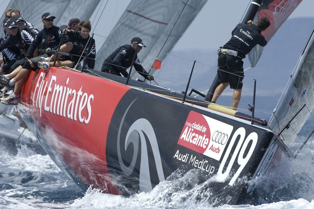 Emirates Team New Zealand round the 1st mark in race three. Trofeo Ciudad de Alicante. Audi MedCup 15/5/2009 photo copyright Emirates Team New Zealand / Photo Chris Cameron ETNZ  taken at  and featuring the  class