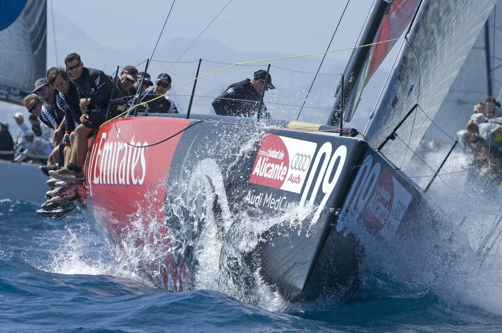 Emirates Team New Zealand on the charge on Day 3 of the  Audi MedCup at Alicante photo copyright Emirates Team New Zealand / Photo Chris Cameron ETNZ  taken at  and featuring the  class