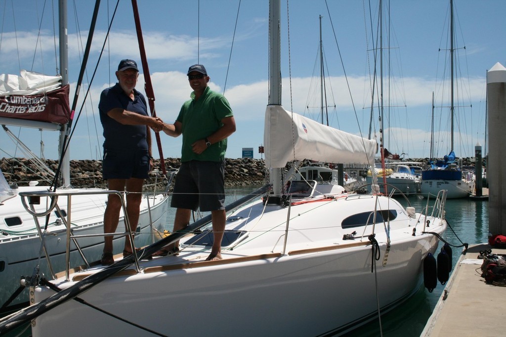 Harold Menelaus receiving new Seaquest RP36 from Campbell Holmes photo copyright Seaquest Yachts . taken at  and featuring the  class