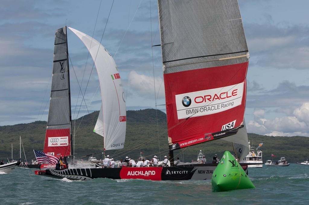 Close finishes became a feature of the Louis Vuitton Pacific Series -  Racing Day 11 - sail off - BMW Oracle Racing vs Luna Rossa photo copyright BMW Oracle Racing Photo Gilles Martin-Raget http://www.bmworacleracing.com taken at  and featuring the  class