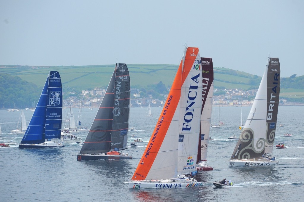 Five of the 14 IMOCA 60 boats at the start  - The Artemis Transat 2008 photo copyright Vincent Curutchet/DPPI/ The Artemis Transat http://www.theartemistransat.com taken at  and featuring the  class
