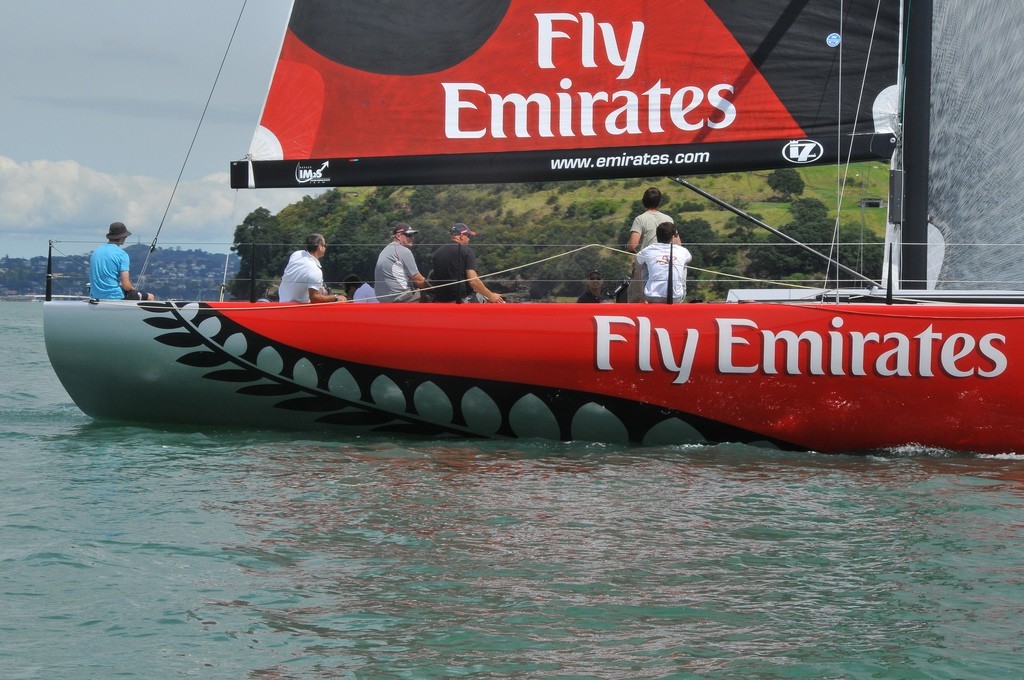 A plumb stern maximises the length allowed by the TP52 ``box rule`` - Emirates Team NZ photo copyright George Layton taken at  and featuring the  class