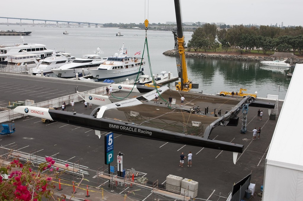 33rd America’s Cup - BMW ORACLE Racing - Launching of the newly modified BOR 90 trimaran © BMW Oracle Racing Photo Gilles Martin-Raget http://www.bmworacleracing.com