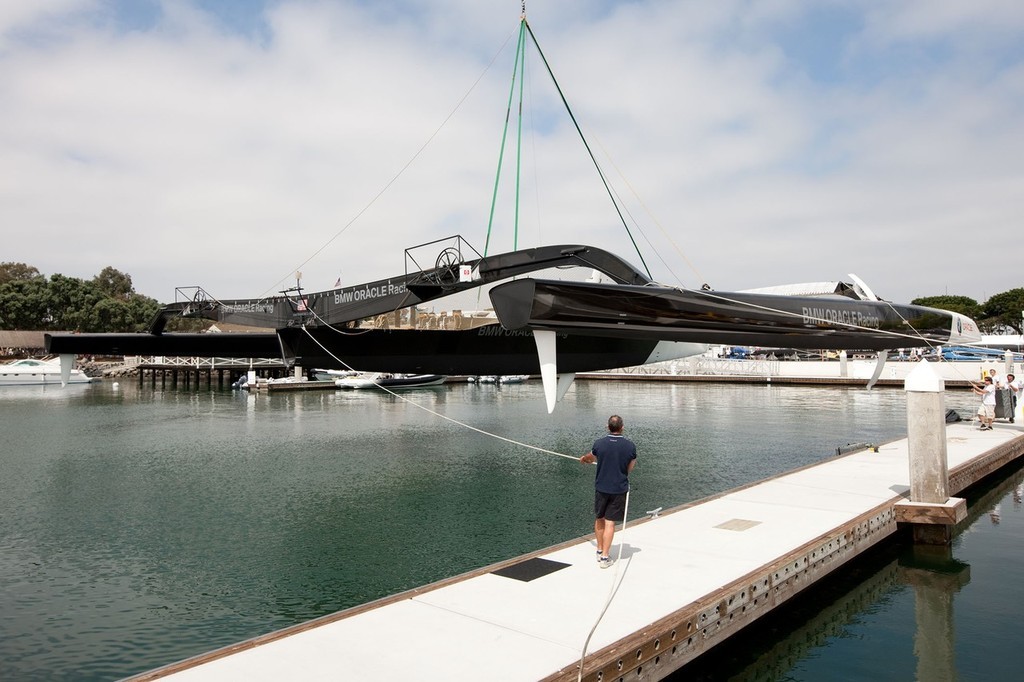 BMW ORACLE Racing - Launching of the newly modified BOR 90 trimaran © BMW Oracle Racing Photo Gilles Martin-Raget http://www.bmworacleracing.com