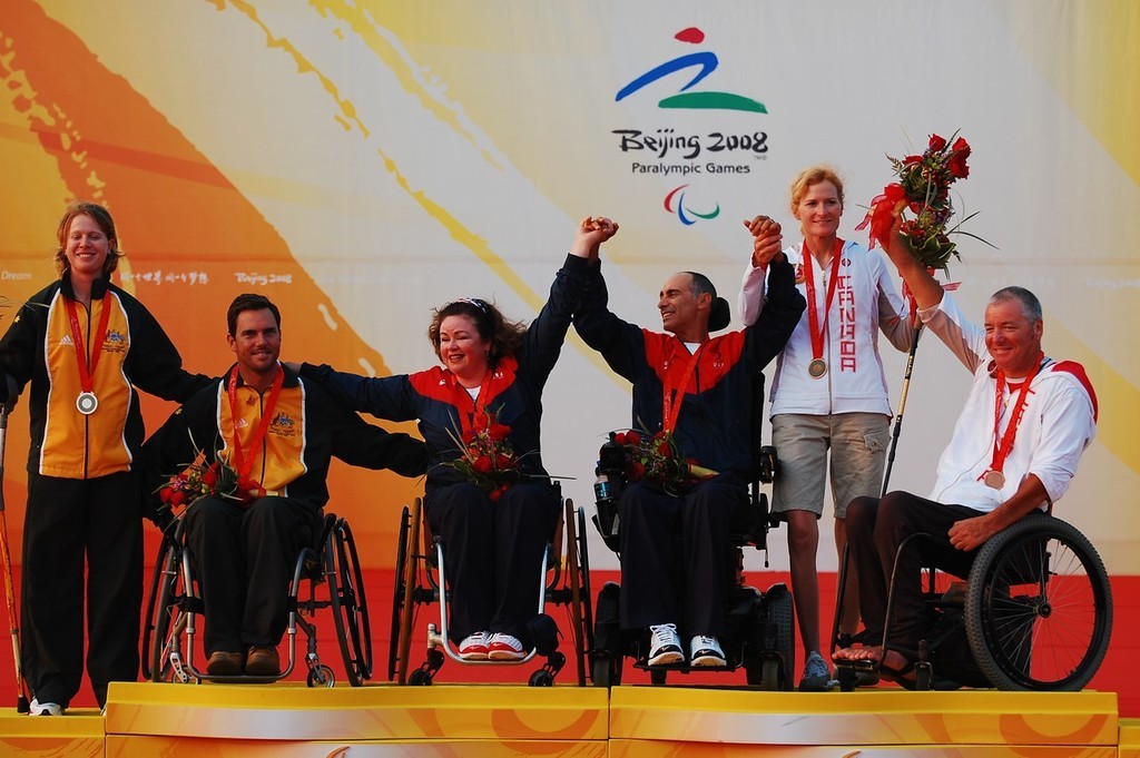 Skud 18 medalists - 2008 Paralympics - Qingdao photo copyright Dan Tucker http://sailchallengeinspire.org/ taken at  and featuring the  class