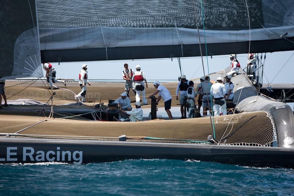 BMW ORACLE Racing - First sea trials <br />
of the newly modified BOR 90 trimaran © BMW Oracle Racing Photo Gilles Martin-Raget http://www.bmworacleracing.com