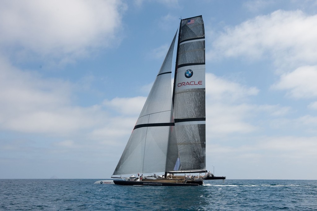BMW ORACLE Racing - First sea trials <br />
of the newly modified BOR 90 trimaran © BMW Oracle Racing Photo Gilles Martin-Raget http://www.bmworacleracing.com