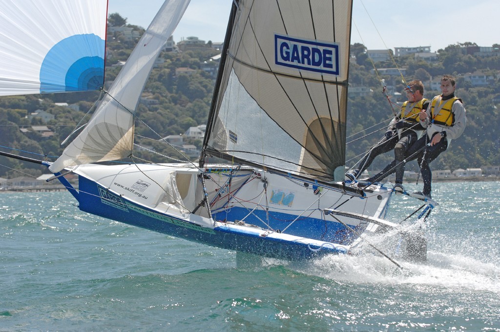 Garde, Race 10 Interdominion 12ft Skiffs. Worser Bay, Wellington photo copyright Garrick Cameron http://www.studio5.co.nz/ taken at  and featuring the  class