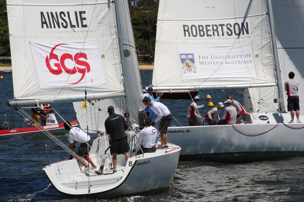 Ainslie pushing Robertson Quarter finals photo copyright Sail-World.com /AUS http://www.sail-world.com taken at  and featuring the  class