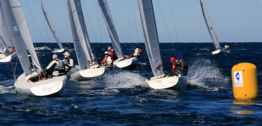 Around the mark on Day 2 of the Musto Etchells Australasian Winter Championship photo copyright 2010 Musto Etchells Australasian Winter Championship taken at  and featuring the  class