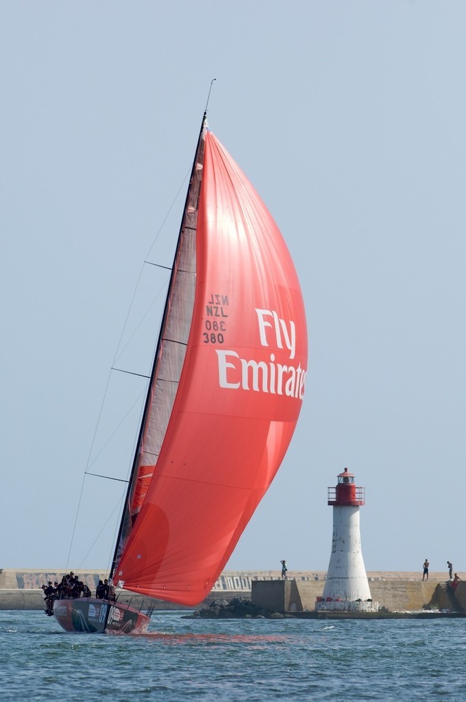 Emirates Team New Zealand NZL380 sails into the port of Cagliari for the finish of the Coastal race on day three, Sardinia Trophy, Audi MedCup 23/7/2009 photo copyright Emirates Team New Zealand / Photo Chris Cameron ETNZ  taken at  and featuring the  class