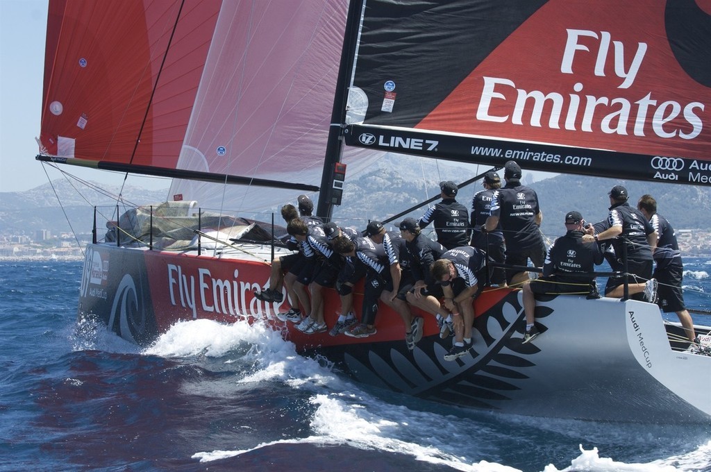 Emirates Team New Zealand NZL380 sailtoward a second placing in race four. Day two of the Trophee de Marseille, MedCup 2009 regatta. photo copyright Emirates Team New Zealand / Photo Chris Cameron ETNZ  taken at  and featuring the  class