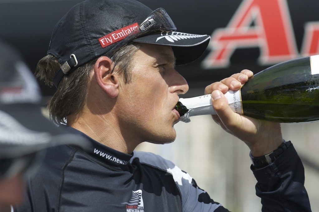 Emirates Team New Zealand NZL380 helmsman Dean Barker celebrates, Day five of the Trophee de Marseille, MedCup 2009 regatta. 14/6/2009 photo copyright Emirates Team New Zealand / Photo Chris Cameron ETNZ  taken at  and featuring the  class