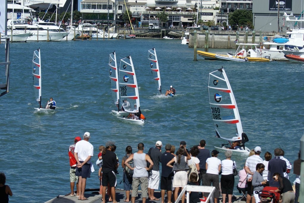 O'Pen Bic racing in the Junior Pacific Series off the Louis Vuitton Village - creation of a flat water stadium 400metres x 170 metres between Wynyard Point and Halsey Street would facilitate more of these events © Richard Gladwell www.photosport.co.nz