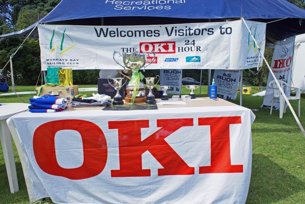 A laden trophy table for the 45th edition of the OKI 24 Hour Race, Lake Pupuke photo copyright Richard Gladwell www.photosport.co.nz taken at  and featuring the  class