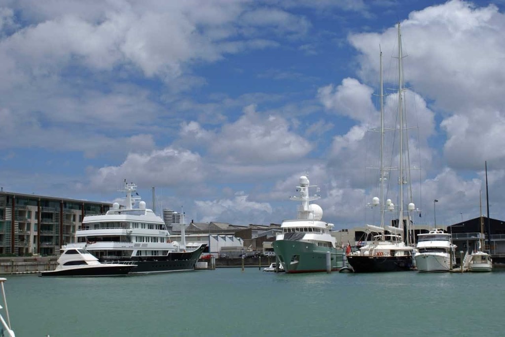 Superyacht Alley - Viaduct Harbour, Auckland. Building and servicing facilities are established throughout New Zealand photo copyright Richard Gladwell www.photosport.co.nz taken at  and featuring the  class