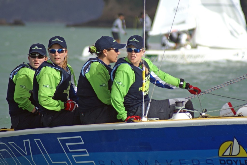 Katie Spithill and crew check out the Committee Boat signals on Day 1 of the BSport ISAF Womens World Match Racing Championships photo copyright Richard Gladwell www.photosport.co.nz taken at  and featuring the  class