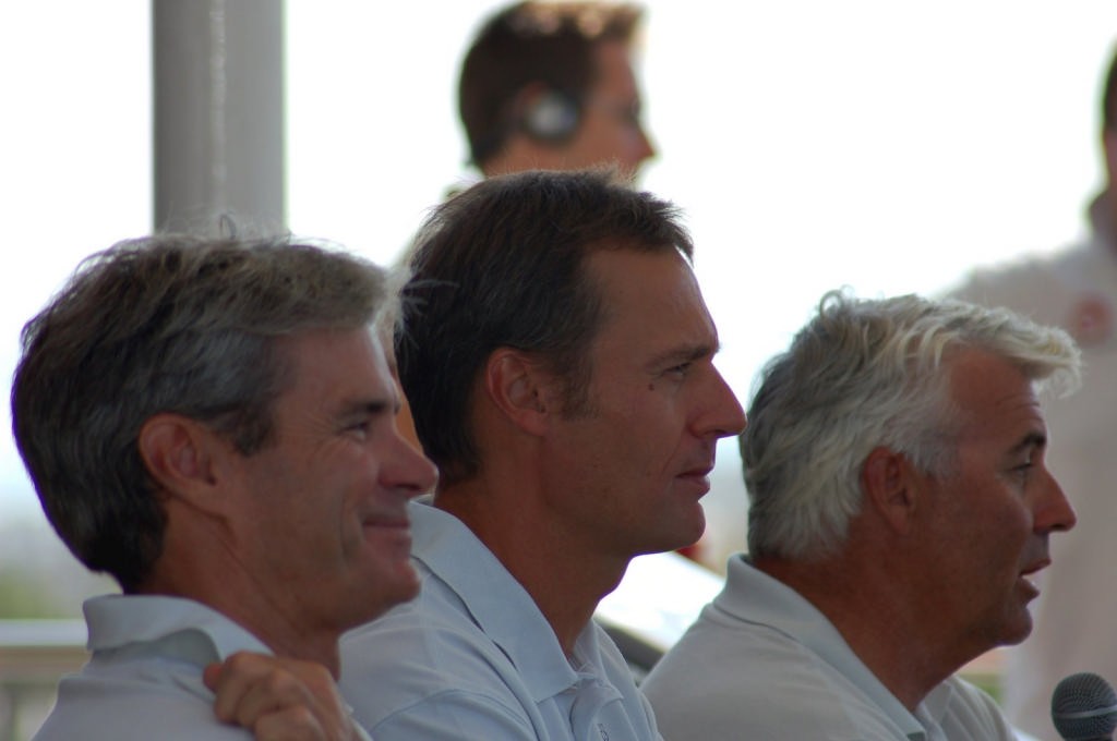 Alinghi top trio - Grant Simmer, Ernesto Bertarelli and Brad Butterworth pictured at the 2007 America’s Cup which Alinghi won. © Valenciasailing.com http://www.valenciasailing.com
