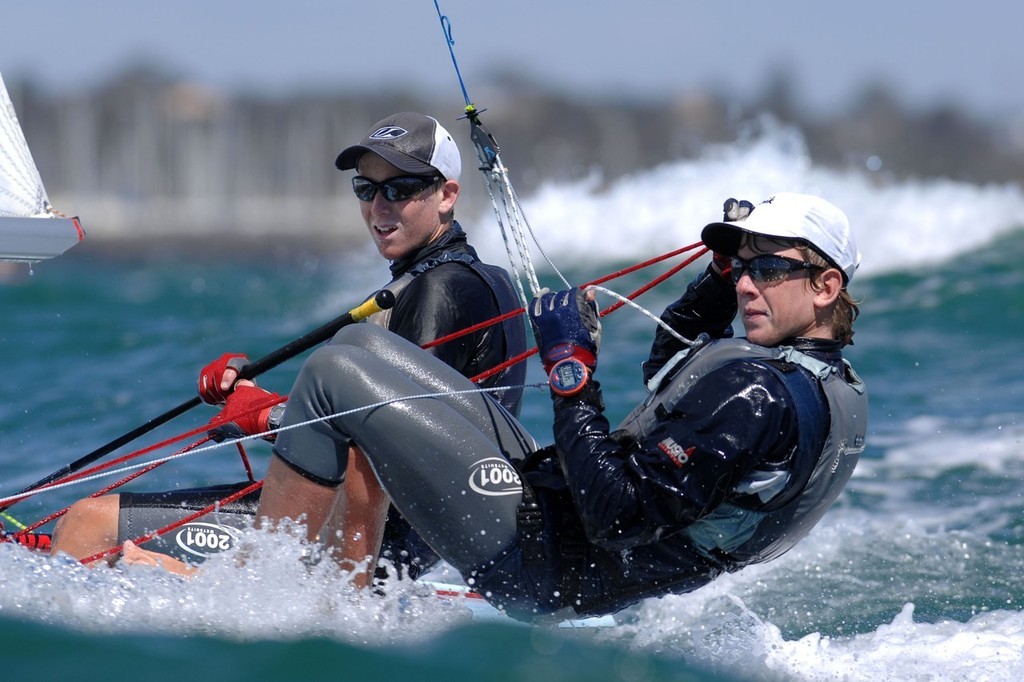 Peter Evans and Carl Burling, finished 11th overall in the 2008 470 Worlds, an amazing achievement for two 17 year olds in their first year of sailing in the Olympic two-hander. They ahve been nominated by Yachting NZ for Qingdao in 2008. photo copyright Jeff Crow/ Sport the Library http://www.sportlibrary.com.au taken at  and featuring the  class