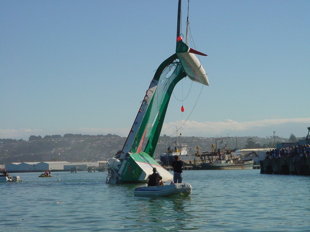  And Groupama is slowly lowered the right way up photo copyright Martin Balch taken at  and featuring the  class
