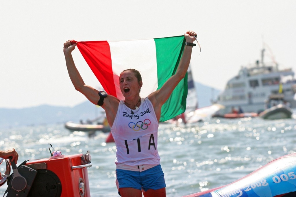 A jubilant Alessandra Sensini after winning the Silver Medal, to accompany her 2008 World Championship win © Richard Gladwell www.photosport.co.nz