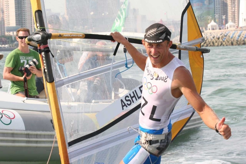 Tom Ashley - soon after winning the Gold medal in Qingdao Olympics, 2008 © Richard Gladwell www.photosport.co.nz