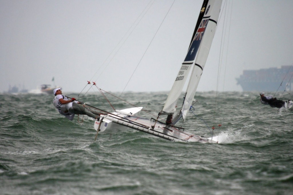 2008 Olympic Regatta - Medal Race - Tornado. Will a move to strict one design satisfy the ISAF? photo copyright Richard Gladwell www.photosport.co.nz taken at  and featuring the  class