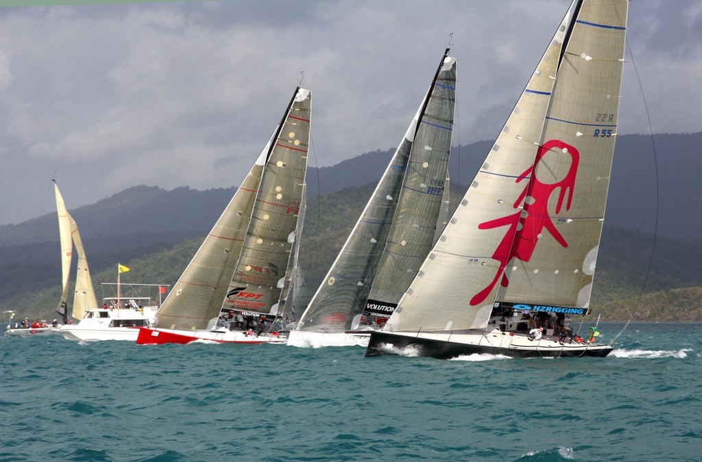 IRC Start - Scarlet Runner (left) Evolution Racing (middle) Living Doll (right). Meridien Marinas Airlie Beach Race Week Day 5 photo copyright Sail-World.com /AUS http://www.sail-world.com taken at  and featuring the  class