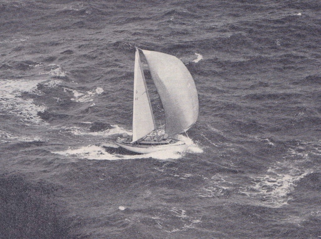 Rainbow II pictured mid-ocean, being driven hard and with a bone in her teeth, in the 1967 Whangarei - Noumea Race © George Layton