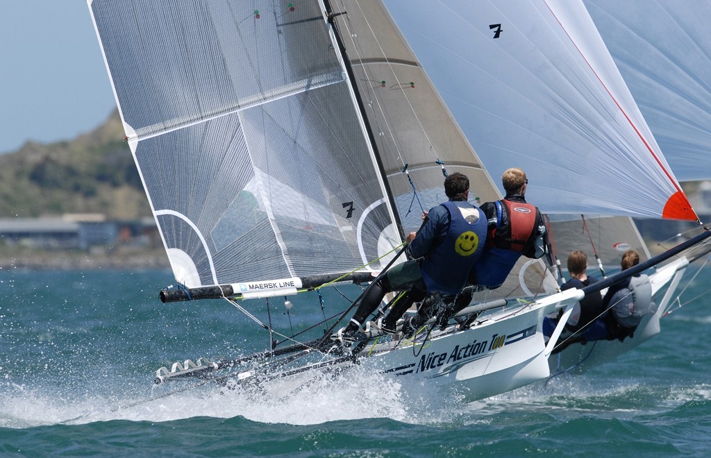Nice Action, Race 10 Interdominion 12ft Skiffs. Worser Bay, Wellington photo copyright Garrick Cameron http://www.studio5.co.nz/ taken at  and featuring the  class