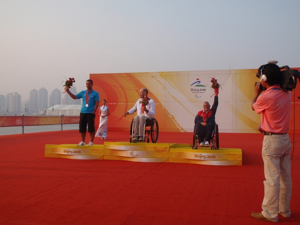Medal ceremony in the 2.4mR singlehanded keelboat - Paralympics Qingdao © Brian Todd