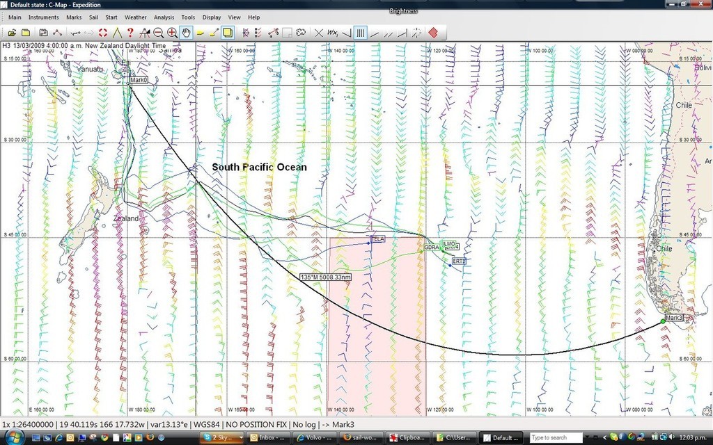 PredictWind and Expedition: Race positions current positions only plus wind barbs. The Great Circle route is shown. The Ice gate is believed to be in the correct position. Volvo Ocean Race photo copyright Predictwind.com/iexpedition.org www.predictwind.com taken at  and featuring the  class