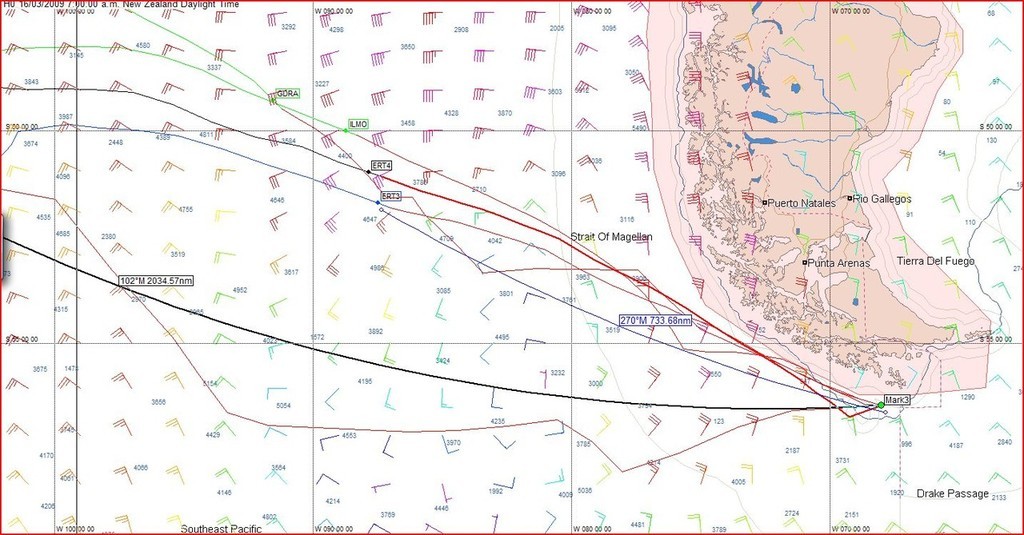 Current wind conditions and projected optimum courses as at 0400hrs on 16 March 2009 © Predictwind.com/iexpedition.org www.predictwind.com