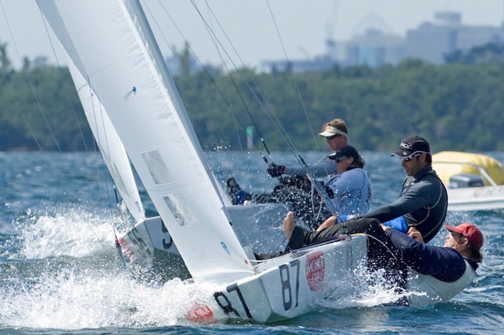 Crewman and coach, David Giles (AUS)works hard to secure a win in Race 3 © Fried Elliott http://www.friedbits.com
