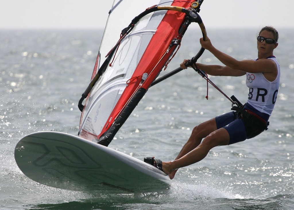 Qingdao Olympic Regatta 2008. Bryony Shaw (GBR) gets a little air. photo copyright Guy Nowell http://www.guynowell.com taken at  and featuring the  class