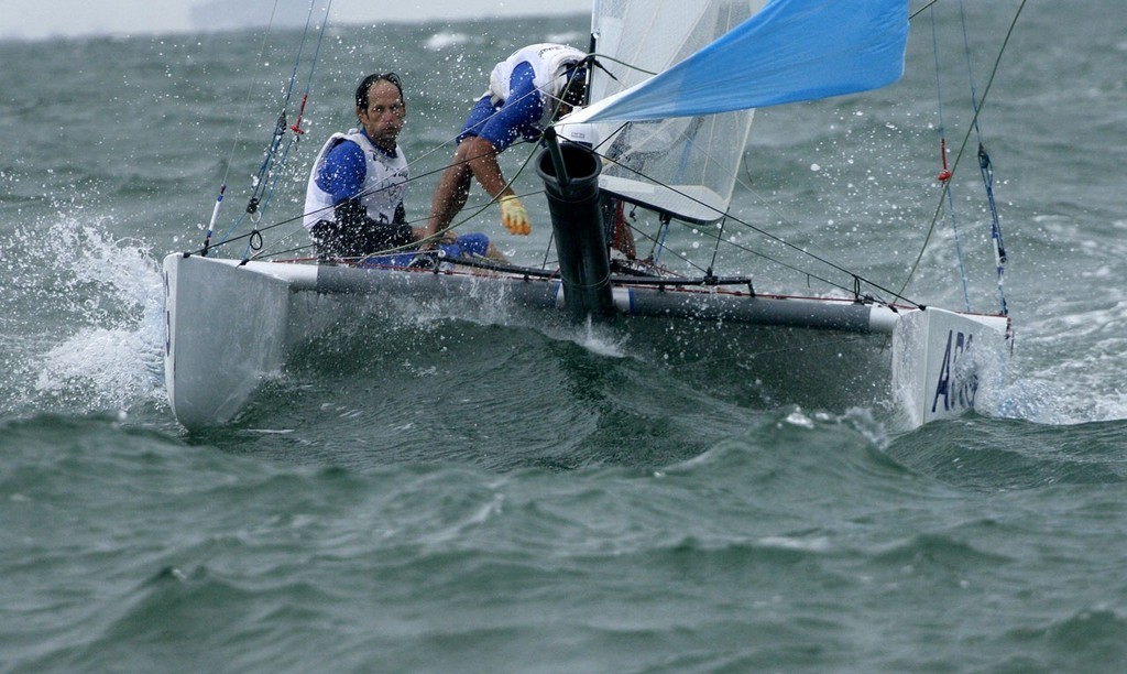 Qingdao Olympic Regatta 2008. Tornado medal race. Lange and Espinola (ARG). photo copyright Guy Nowell http://www.guynowell.com taken at  and featuring the  class