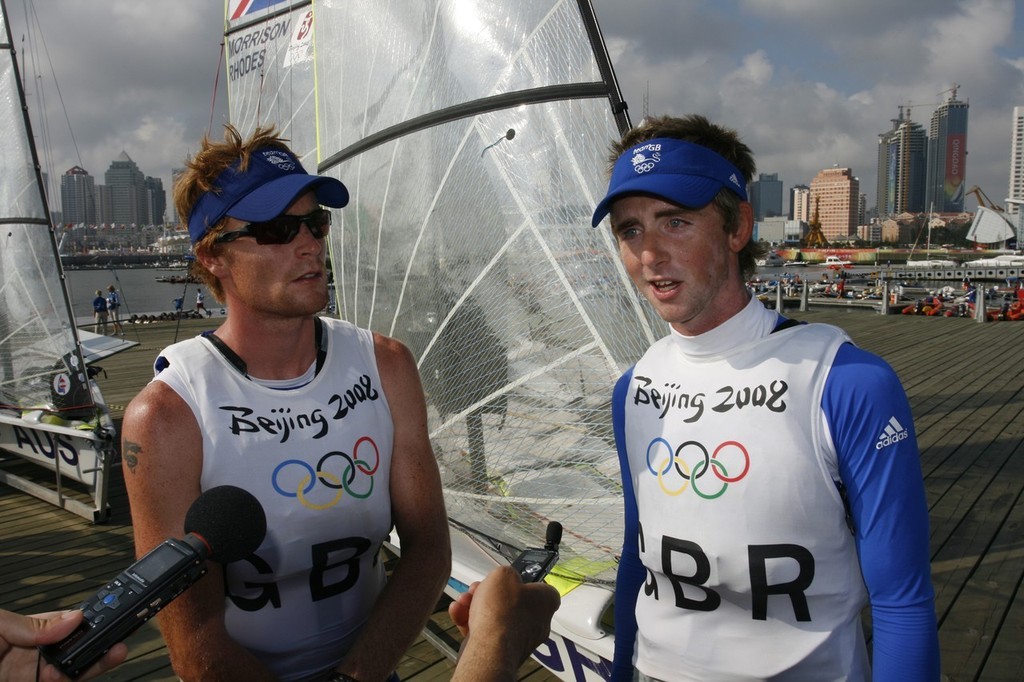 Qingdao Olympic Regatta 2008. Ben Rhodes and Stevie Morrison (GBR). 49er. photo copyright Guy Nowell http://www.guynowell.com taken at  and featuring the  class