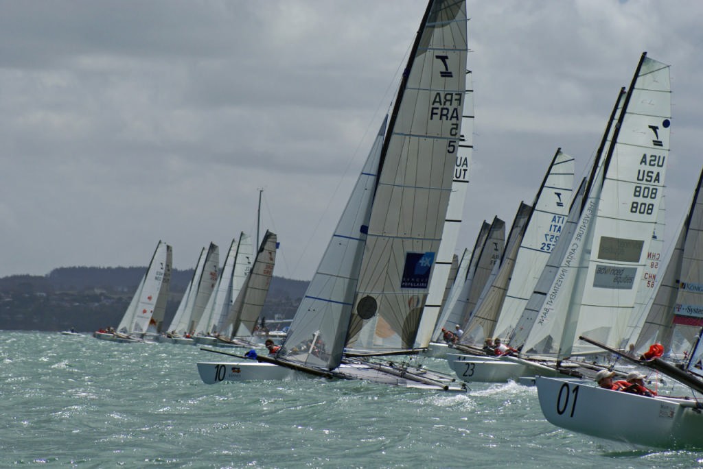 Start leeward end, Race 4, Day 2 2008 Tornado Worlds, Takapuna photo copyright Richard Gladwell www.photosport.co.nz taken at  and featuring the  class