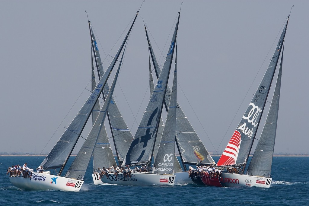 Tight action on the first windward leg of Race 1 at the Audi MedCup in Sardinia. photo copyright Ian Roman/Audi MedCup http://2008.medcup.org/home/ taken at  and featuring the  class