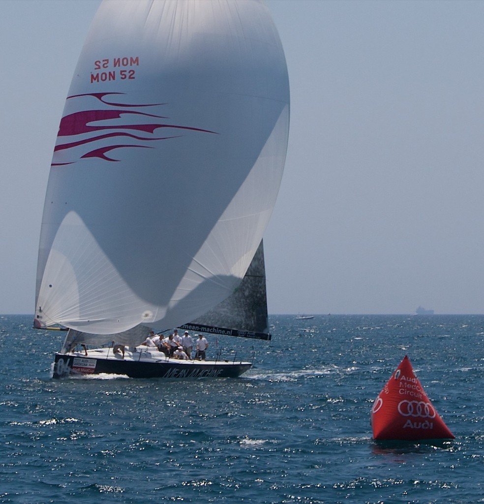 Mean Machine leads the fleet downwind in Race 1 of the Audi MedCup in Cagliari, Sardinia. photo copyright Ian Roman/Audi MedCup http://2008.medcup.org/home/ taken at  and featuring the  class
