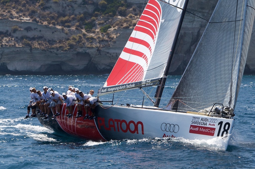 Platoon by Team Germany under Code Zero headsail on the Coastal Race at the Audi MedCup in Cagliari, Sardinia. © Ian Roman/Audi MedCup http://2008.medcup.org/home/