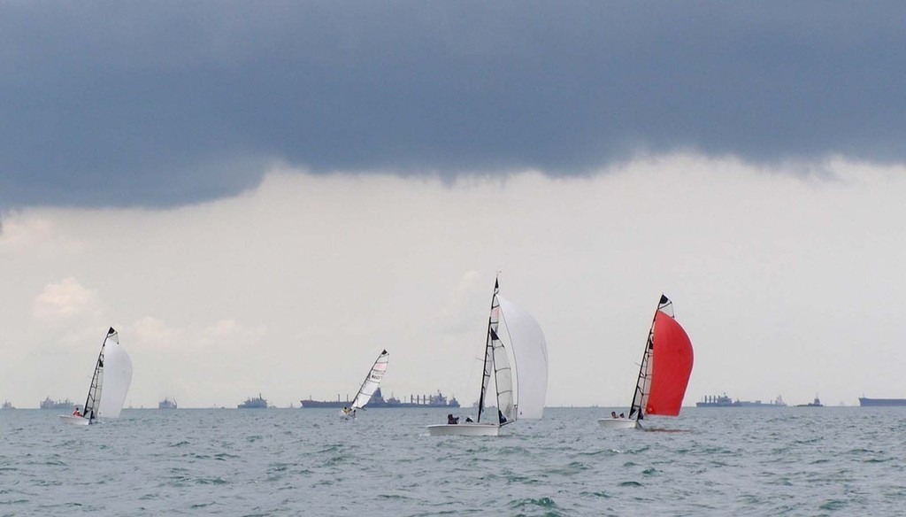 Stormy weather on day two of the IFDS Two-Person Keelboat Worlds. photo copyright  SW taken at  and featuring the  class