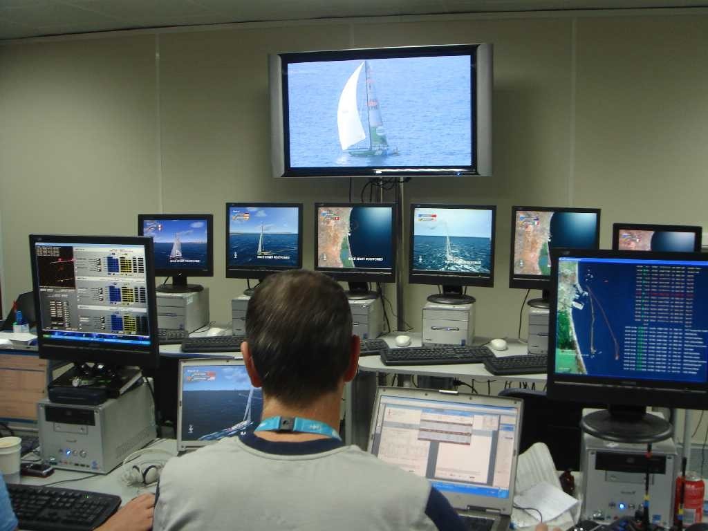 The Virtual Eye control station during an America&rsquo;s Cup Class race. photo copyright ARL Media http://www.arl.co.nz/ taken at  and featuring the  class