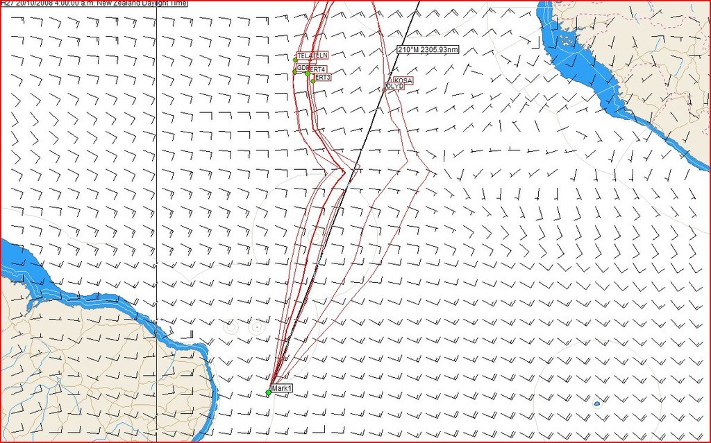 Volvo Ocean Race, Leg 1, Day 9 Projection (20-10-08 at 0400hrs NZT) - 24hrs from current positions photo copyright Predictwind.com/iexpedition.org www.predictwind.com taken at  and featuring the  class